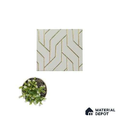 Cream Geometric Look Charcoal Decorative Wall Panel PN 04492 8 ft x 2 ft - 4 mm | Suitable for Feature Wall, TV Unit & Living Room | Width is Subjected to 5% Variation