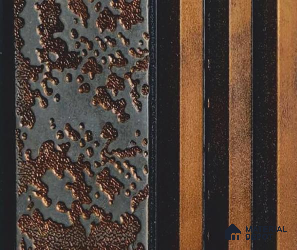 Brown Patterned Louver PN 06056 8 ft x 4.9 inch Charcoal Panel - 12 mm | Suitable for Feature Wall, TV Unit & Living Room | Width is Subjected to 5% Variation