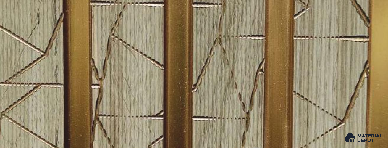 Gold Patterned Louver PN 05953 8 ft x 7.9 inch Charcoal Panel - 12 mm | Suitable for Feature Wall, TV Unit & Living Room | Width is Subjected to 5% Variation