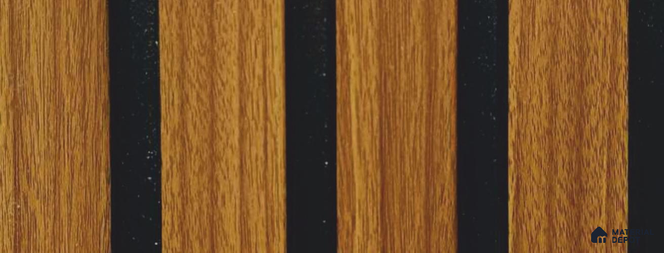 Brown Wooden Louver PN 05955 8 ft x 7.9 inch Charcoal Panel - 12 mm | Suitable for Feature Wall, TV Unit & Living Room | Width is Subjected to 5% Variation