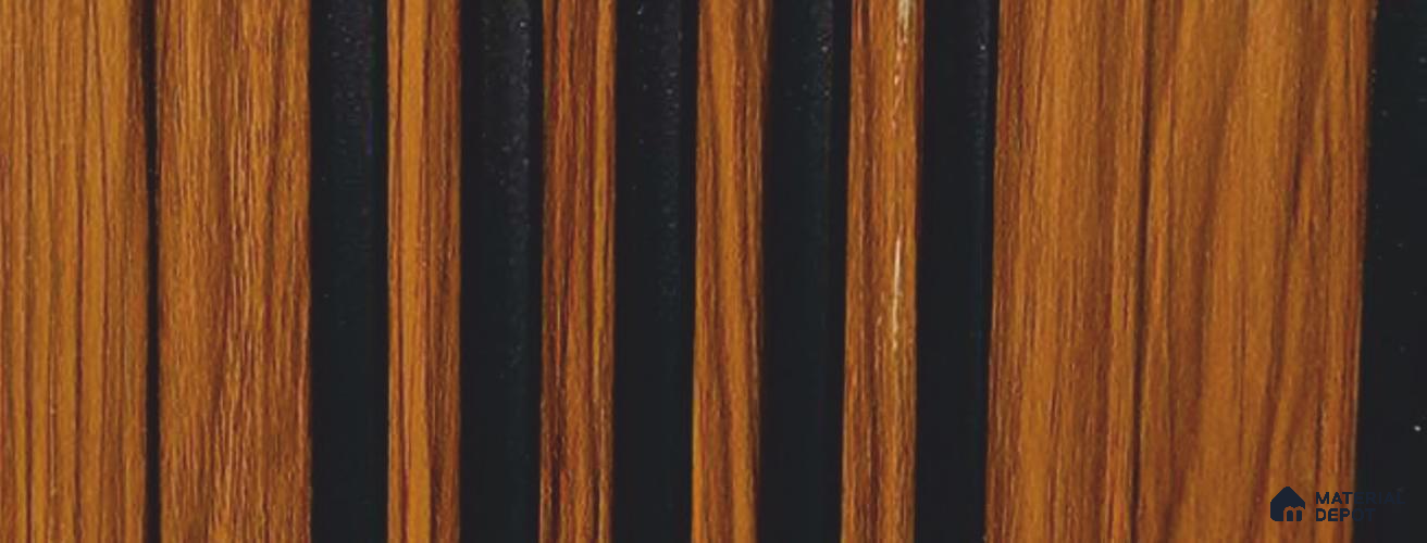 Brown Wooden Louver PN 05948 8 ft x 7.9 inch Charcoal Panel - 12 mm | Suitable for Feature Wall, TV Unit & Living Room | Width is Subjected to 5% Variation