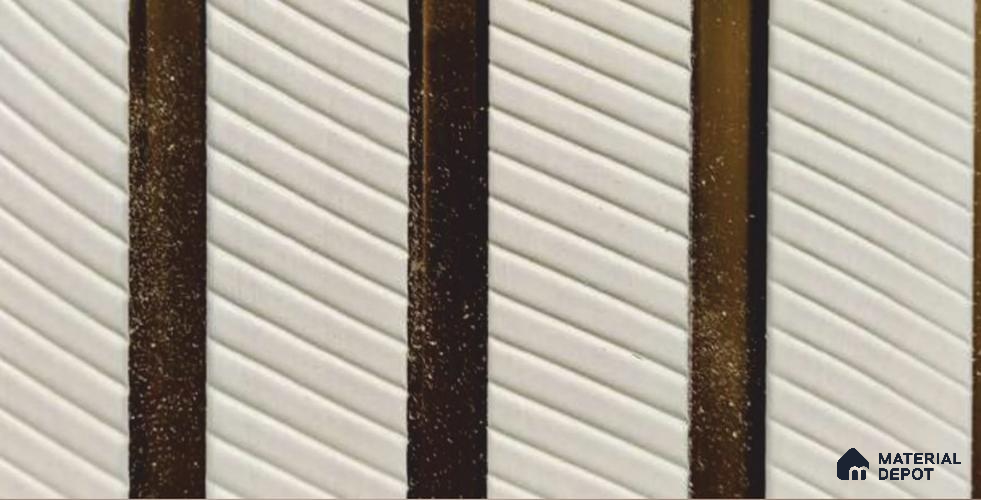White Patterned Louver PN 05945 8 ft x 7.9 inch Charcoal Panel - 12 mm | Suitable for Feature Wall, TV Unit & Living Room | Width is Subjected to 5% Variation