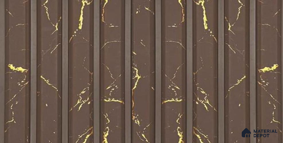 Brown Marble Louver PN 05938 8 ft x 7.9 inch Charcoal Panel - 12 mm | Suitable for Feature Wall, TV Unit & Living Room | Width is Subjected to 5% Variation