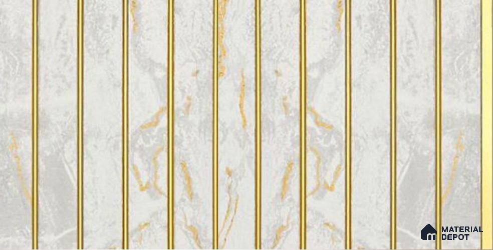 White Marble Louver PN 05942 8 ft x 7.9 inch Charcoal Panel - 12 mm | Suitable for Feature Wall, TV Unit & Living Room | Width is Subjected to 5% Variation