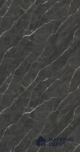 Black Marble Look LM 05147 8 ft x 4 ft Texture Finish Decorative Laminate - 0.8 mm | Suitable for TV Unit, Wardrobe, Kitchen Cabinets
