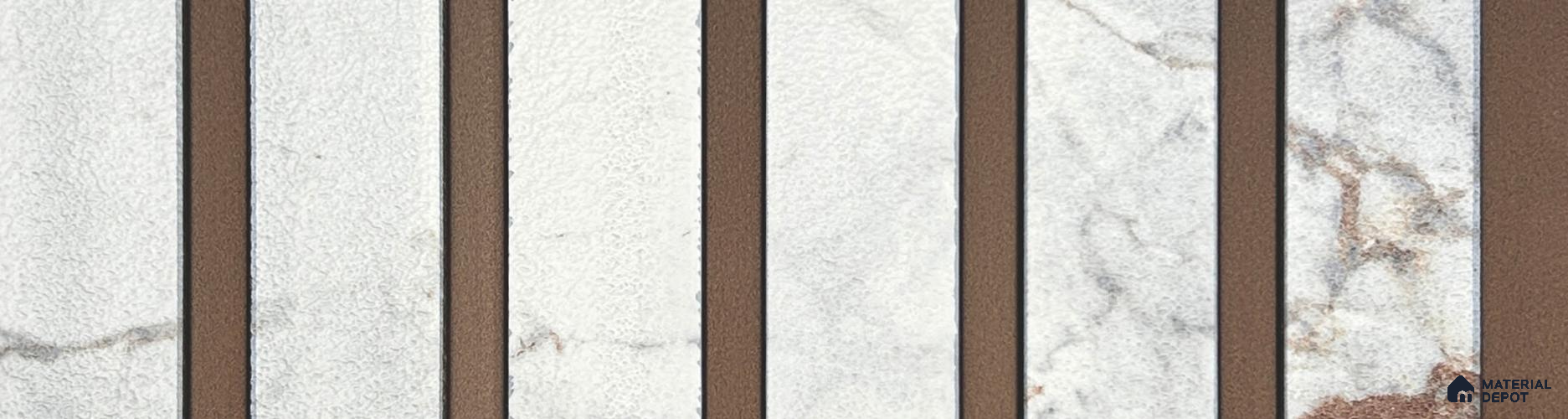 White Marble Louver PN 06011 8 ft x 12 inch Charcoal Panel - 7 mm | Suitable for Feature Wall, TV Unit & Living Room | Width is Subjected to 5% Variation