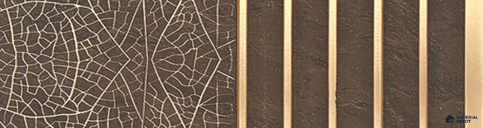 Brown Patterned Louver PN 06015 8 ft x 12 inch Charcoal Panel - 7 mm | Suitable for Feature Wall, TV Unit & Living Room | Width is Subjected to 5% Variation