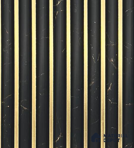 Black Marble Louver PN 05977 8 ft x 4.7 inch Charcoal Panel - 7 mm | Suitable for Feature Wall, TV Unit & Living Room | Width is Subjected to 5% Variation