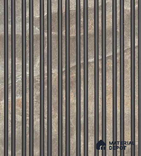 Multi Colour Stone Louver PN 05973 8 ft x 4.7 inch Charcoal Panel - 7 mm | Suitable for Feature Wall, TV Unit & Living Room | Width is Subjected to 5% Variation