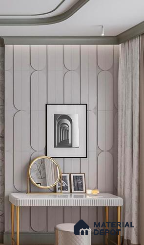 Duco Paintable Arc Groove 8 ft x 4 ft CNC Made HDHMR Panel - 12 mm ( Flute elevation (depth) 5 mm | Flute length 8 inch | Flue height 40inch | The line in the middle 3 mm | Distance between two flutes 0.5 inch)