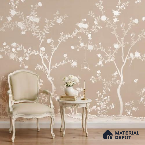 Aura in the Garden Chinoiserie Clay Beige Customized Wallpaper Sandstone(Super Luxury)