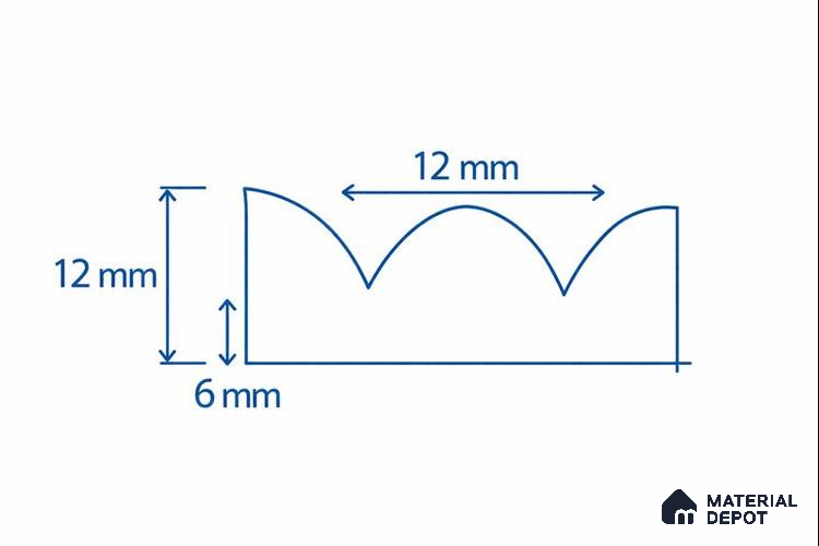 Duco Paintable Curve Flute Design 8 ft x 4 ft CNC Made HDHMR Panel - 12 mm (Groove width - 12 mm | Groove depth - 6 mm)
