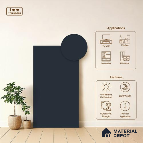 Burberry Blue Solid Colors Look LM 01914 8 ft x 4 ft Matte Finish Decorative Laminate - 1 mm | Suitable for Living Room, Kitchen, Office