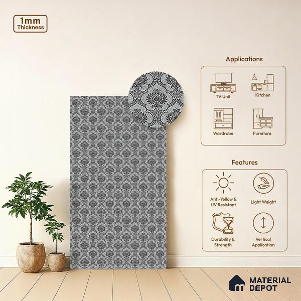 Patterned Look LM 21403 8 ft x 4 ft Texture Finish Decorative Laminate - 1 mm | Suitable for Bedroom, TV Unit, Wardrobe