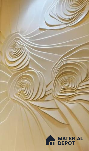 Duco Paintable Flower Waves 8 ft x 4 ft CNC Made HDHMR Panel - 25 mm