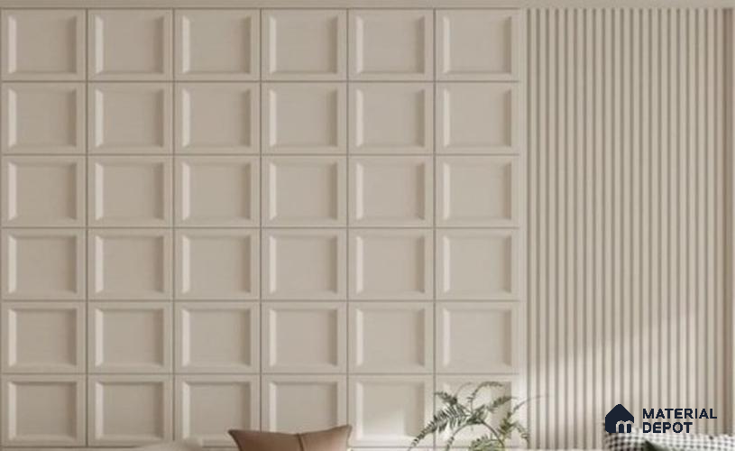 Duco Paintable Fluted Grid Pattern 8 ft x 8 ft CNC Made HDHMR - 18 mm ( 8 ft x 6 ft Grid | 8 ft x 2 ft Flute)
