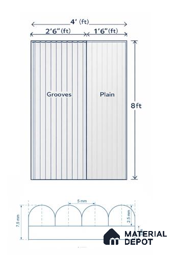 Duco Paintable Grooved & Plain Panel Layout 8 ft x 4 ft CNC Made HDHMR Wall Panel - 7.5 mm