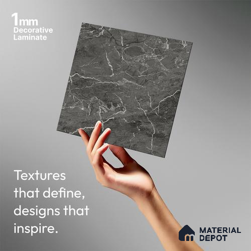 Grey Marble Look LM 18811 8 ft x 4 ft Texture Finish Decorative Laminate - 1 mm | Suitable for TV Unit, Wardrobe, Kitchen Cabinets