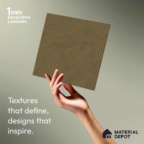 Hazelnut Brown Fluted Solid Color Look LM 19181 Hazelnut 8 ft x 4 ft Texture Finish Decorative Laminate - 1 mm | Suitable for TV Unit, Wardrobe, Kitchen Cabinets