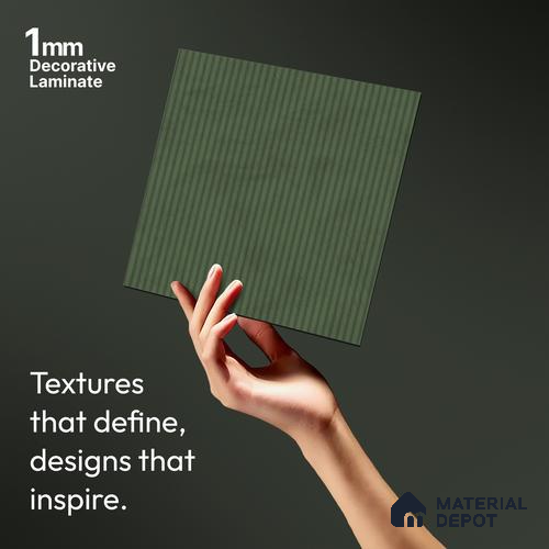 Minty Green Fluted Solid Color Look LM 19182 Minty 8 ft x 4 ft Texture Finish Decorative Laminate - 1 mm | Suitable for TV Unit, Wardrobe, Kitchen Cabinets