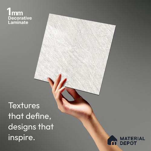 Marble Look LM 19201 Volkas Marble 8 ft x 4 ft Glossy Finish Decorative Laminate - 1 mm | Suitable for TV Unit, Wardrobe, Kitchen Cabinets
