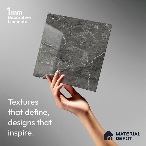 Marble Look LM 19203 William Grey Marble 8 ft x 4 ft Glossy Finish Decorative Laminate - 1 mm | Suitable for TV Unit, Wardrobe, Kitchen Cabinets
