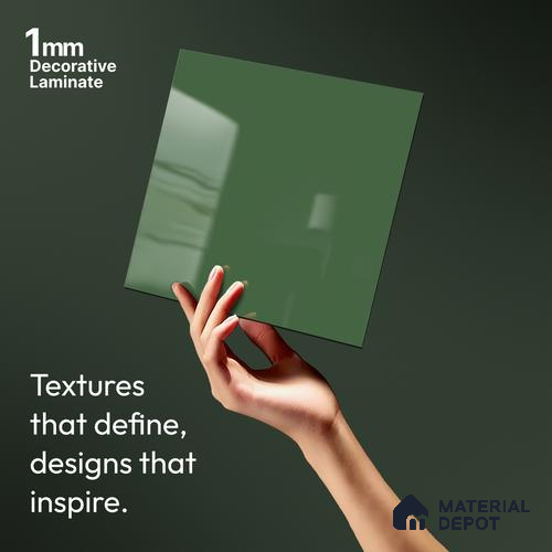 Solid Colors Look LM 19206 Moss Green 8 ft x 4 ft Glossy Finish Decorative Laminate - 1 mm | Suitable for Living Room, Kitchen, Office