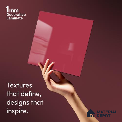 Solid Colors Look LM 19207 Raspberry 8 ft x 4 ft Glossy Finish Decorative Laminate - 1 mm | Suitable for Living Room, Kitchen, Office