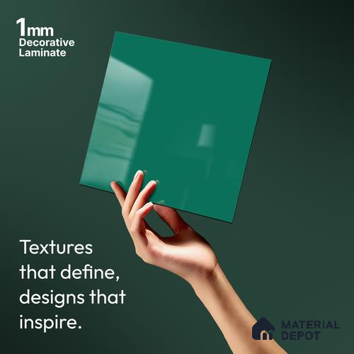 Solid Colors Look LM 19211 Turquoise 8 ft x 4 ft Glossy Finish Decorative Laminate - 1 mm | Suitable for Living Room, Kitchen, Office