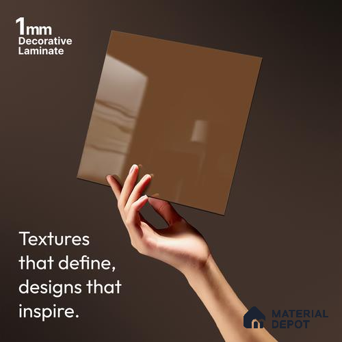 Solid Colors Look LM 19215 Chestnut 8 ft x 4 ft Glossy Finish Decorative Laminate - 1 mm | Suitable for Living Room, Kitchen, Office