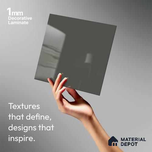 Solid Colors Look LM 19216 Stone Grey 8 ft x 4 ft Glossy Finish Decorative Laminate - 1 mm | Suitable for Living Room, Kitchen, Office