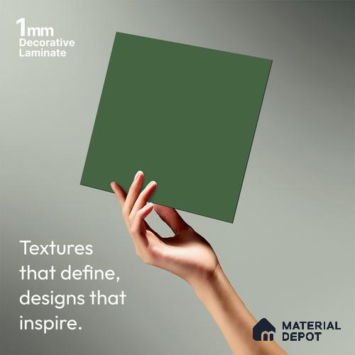 Solid Colors Look LM 19236 Moss Green 8 ft x 4 ft Matte Finish Decorative Laminate - 1 mm | Suitable for Living Room, Kitchen, Office
