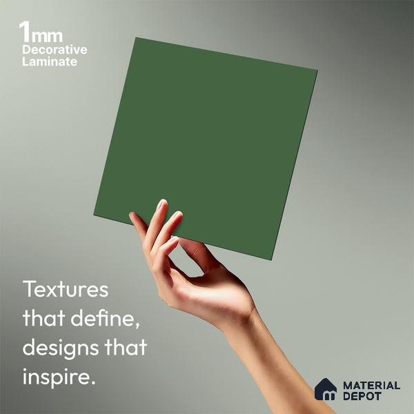 Solid Colors Look LM 19236 Moss Green 8 ft x 4 ft Matte Finish Decorative Laminate - 1 mm | Suitable for Living Room, Kitchen, Office