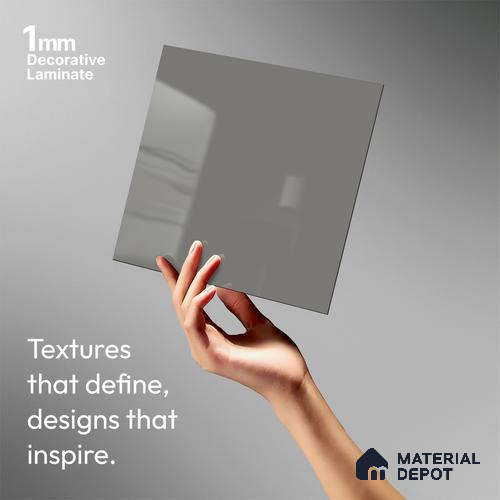 Solid Colors Look LM 19248 Light Grey 8 ft x 4 ft Glossy Finish Decorative Laminate - 1 mm | Suitable for Living Room, Kitchen, Office