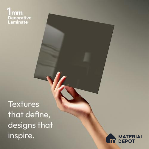 Solid Colors Look LM 19249 Slate Grey 8 ft x 4 ft Glossy Finish Decorative Laminate - 1 mm | Suitable for Living Room, Kitchen, Office