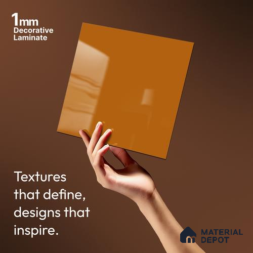 Solid Colors Look LM 19251 Nagpur Orange 8 ft x 4 ft Glossy Finish Decorative Laminate - 1 mm | Suitable for Living Room, Kitchen, Office