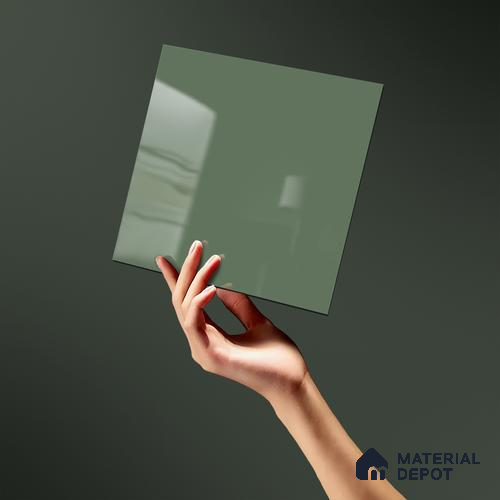 LM 19428 C Light Sage Green Solid Color Glossy Finish 8 ft x 4 ft Decorative Laminate - 1 mm | Suitable for Living Room, Kitchen, Office