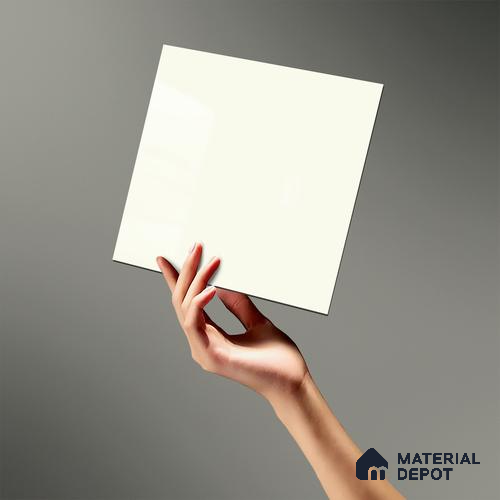 LM 19442 B Glossy White Solid Color Glossy Finish 8 ft x 4 ft Decorative Laminate - 1 mm | Suitable for Living Room, Kitchen, Office