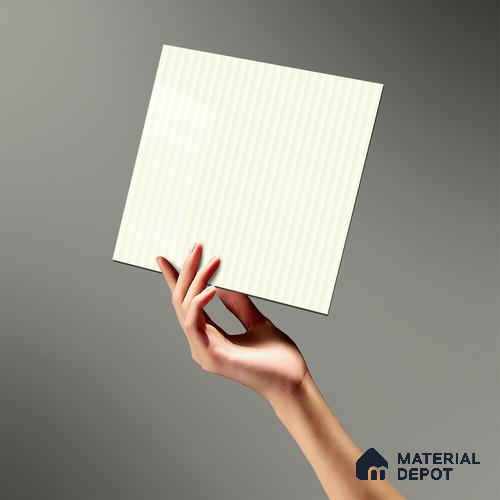 Warm White Fluted Solid Color LM 19470 B Warm White Glossy Finish 8 ft x 4 ft Glossy Finish Decorative Laminate - 1 mm | Suitable for TV Unit,Wardrobe, Kitchen Cabinets