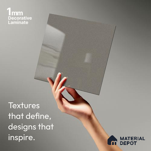 LM 21468 Sober Silver 8 ft x 4 ft Glossy Finish Decorative Laminate - 1 mm | Suitable for Living Room, Kitchen, Office