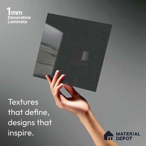 LM 21469 GraPhite Grey 8 ft x 4 ft Glossy Finish Decorative Laminate - 1 mm | Suitable for Living Room, Kitchen, Office