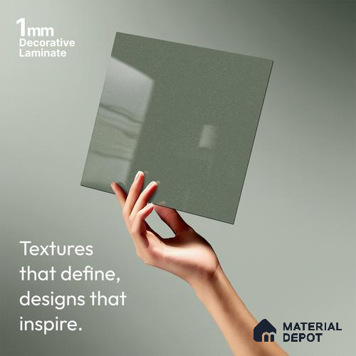LM 21470 Moss Green 8 ft x 4 ft Glossy Finish Decorative Laminate - 1 mm | Suitable for Living Room, Kitchen, Office