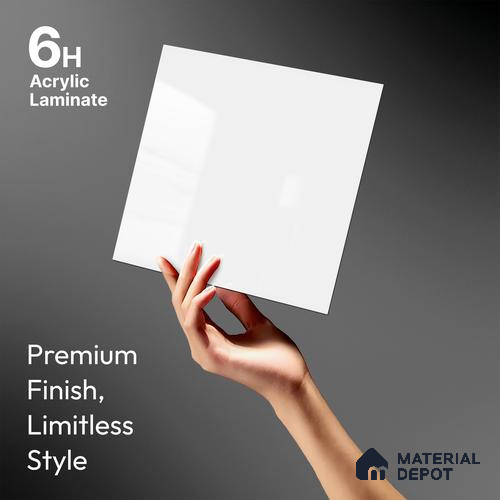 GA 4001 8 ft x 4 ft High Gloss Finish 6H Antiscratch Acrylic Laminate - 1.5 mm | Suitable for Living Room, Kitchen, Office | Matching Edgeband Code EB 4001