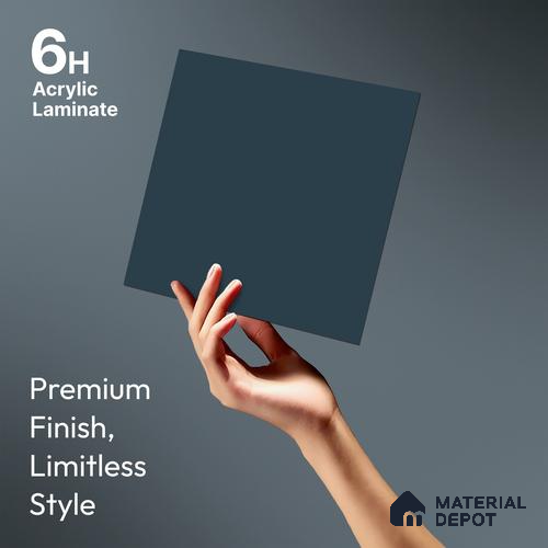 Slate Blue Solid Colors Look LM 21819 8 ft x 4 ft Matte Finish 6H Anti Scratch Acrylic Laminate - 1.5 mm | Suitable for Living Room, Kitchen, Office
