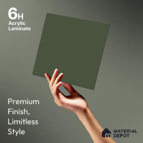 Deep Olive Green Solid Colors Look LM 21820 8 ft x 4 ft Matte Finish 6H Anti Scratch Acrylic Laminate - 1.5 mm | Suitable for Living Room, Kitchen, Office