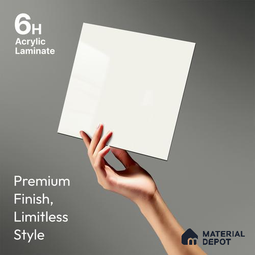 High Gloss Pure White Solid Colors Look LM 23248 High Gloss Pure White 8 ft x 4 ft High Gloss Finish 6H Anti Scratch Acrylic Laminate - 1.5 mm | Suitable for Living Room, Kitchen, Office