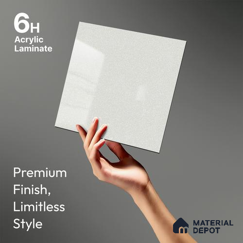 White Sparkle Look LM 23250 White Cameo 8 ft x 4 ft High Gloss Finish 6H Anti Scratch Acrylic Laminate - 1.5 mm | Suitable for Kitchen Cabinet, TV Unit, Wardrobe