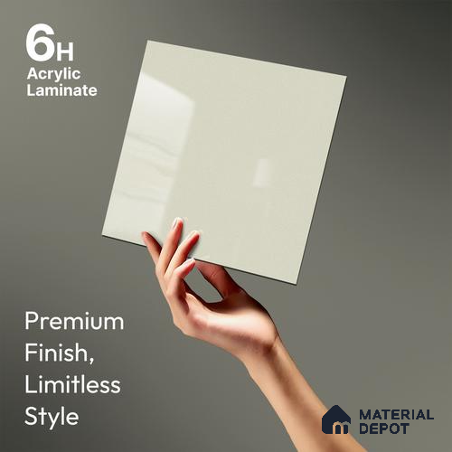 White Sparkle Look LM 23252 Cloud Tint 8 ft x 4 ft High Gloss Finish 6H Anti Scratch Acrylic Laminate - 1.5 mm | Suitable for Kitchen Cabinet, TV Unit, Wardrobe