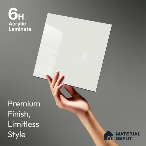 High Gloss White Solid Colors Look LM 23253 Coral Shell 8 ft x 4 ft High Gloss Finish 6H Anti Scratch Acrylic Laminate - 1.5 mm | Suitable for Living Room, Kitchen, Office