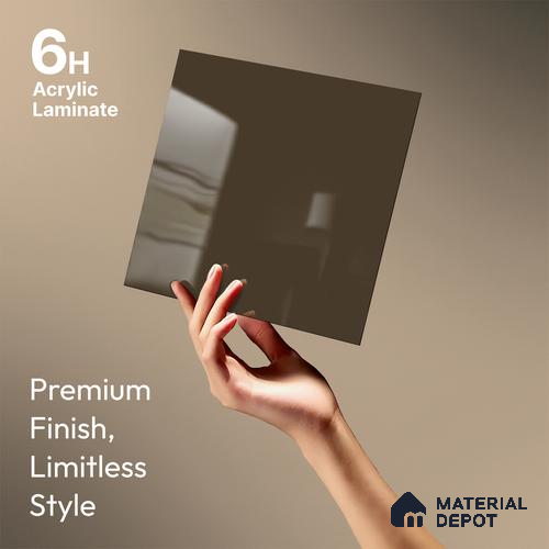 Deep Taupe Solid Colors Look LM 23264 Sand Dune 8 ft x 4 ft High Gloss Finish 6H Anti Scratch Acrylic Laminate - 1.5 mm | Suitable for Living Room, Kitchen, Office